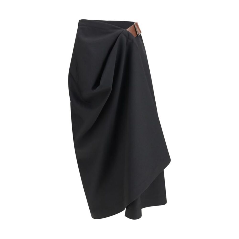 Bottega Veneta Women Grain De Poudre Wool Midi Skirt